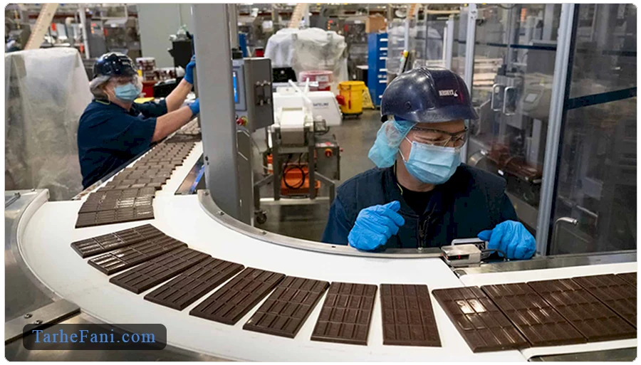 فرایند تولید شکلات در کارخانه 