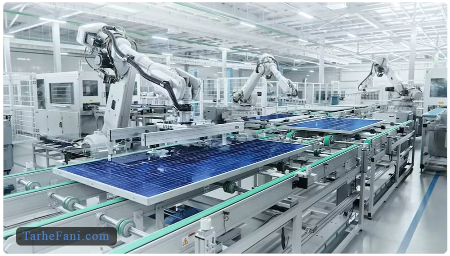 فرایند تولید پنل خورشیدی در کارخانه
