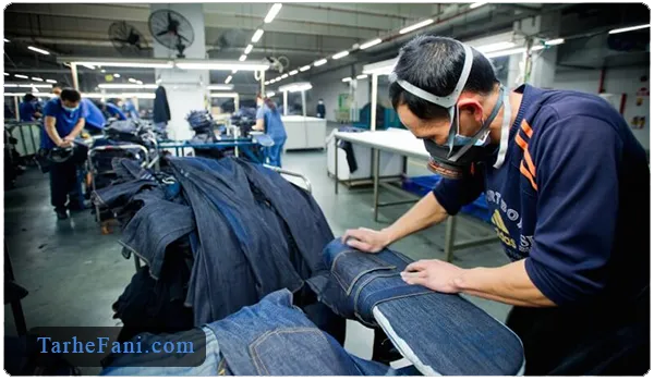 کارگران مشغول به کار در تولیدی شلوار جین - طرح فنی