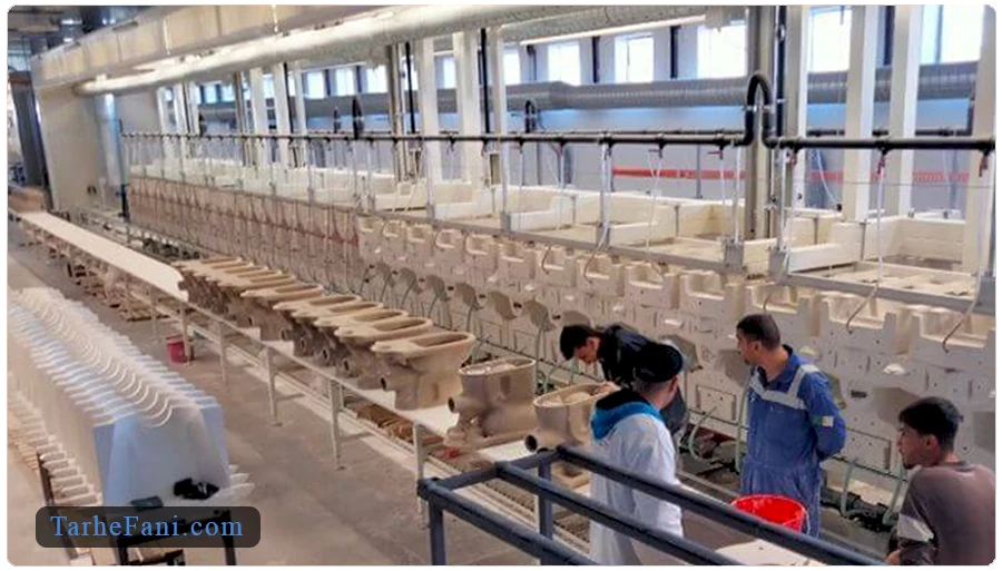 فرایند تولید چینی بهداشتی در کارخانه