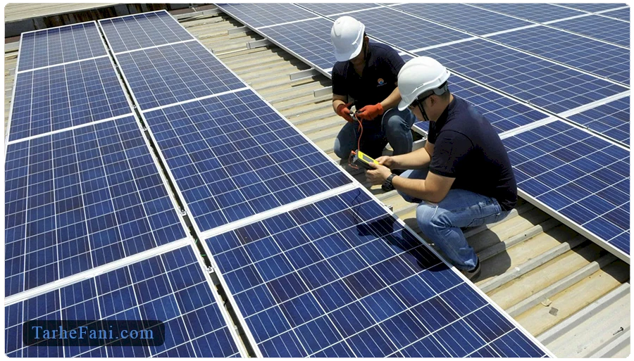نصب پنل های خورشیدی برای تولید برق با ظرفیت 20 کیلووات